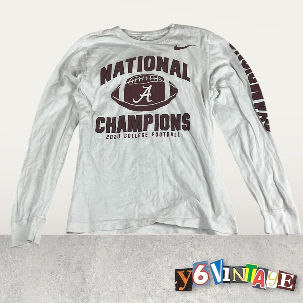Small White Alabama National Champions Football Long-Sleeve